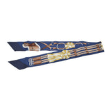 HERMES エルメス ツイリー  ブルー系 レディース シルク100％ スカーフ Aランク 中古 銀蔵