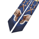 HERMES エルメス ツイリー  ブルー系 レディース シルク100％ スカーフ Aランク 中古 銀蔵