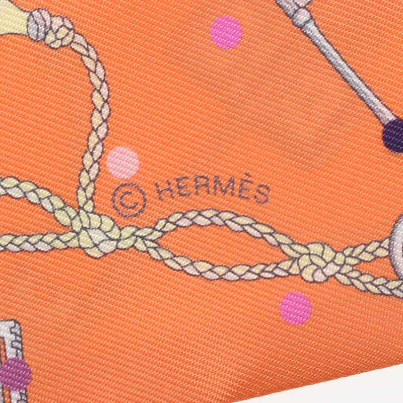 HERMES エルメス ツイリー LES CLES A POIS アプリコット/グリスアシエ レディース シルク100％ スカーフ 新品 銀蔵