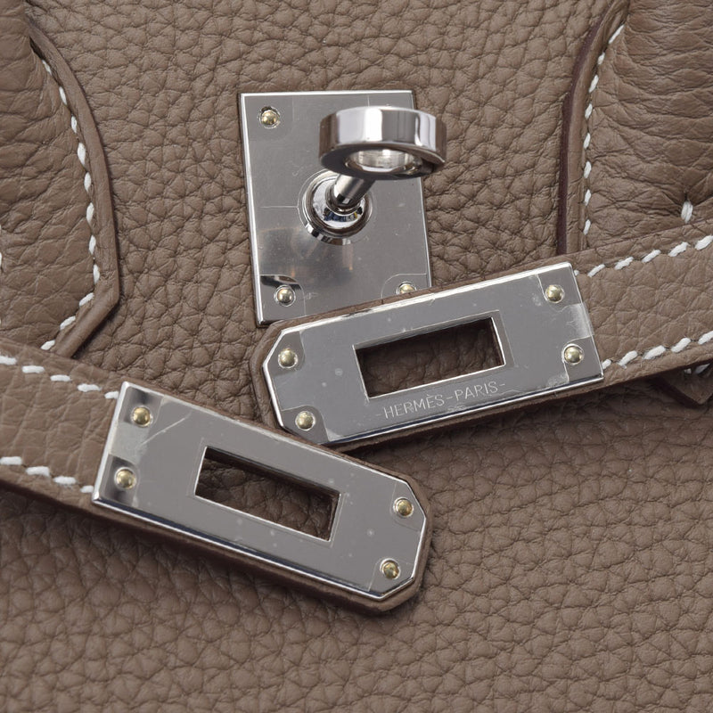 HERMES エルメス バーキン25 エトゥープ シルバー金具 U刻印(2022年頃) レディース トゴ ハンドバッグ 新品 銀蔵