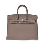 HERMES エルメス バーキン25 エトゥープ シルバー金具 U刻印(2022年頃) レディース トゴ ハンドバッグ 新品 銀蔵