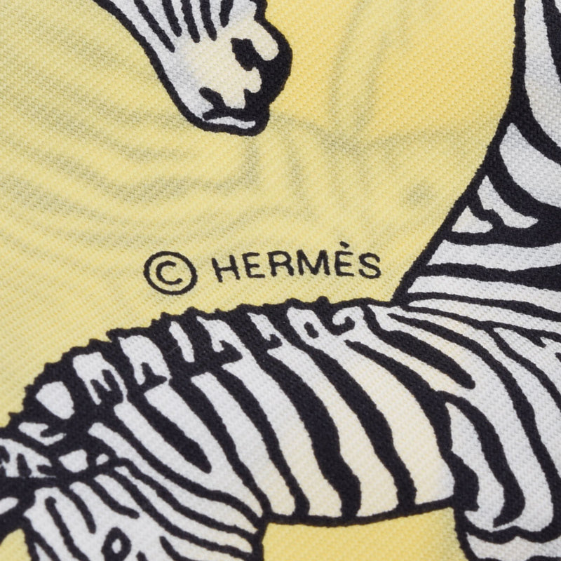 HERMES エルメス ツイリー LES ZEBRES ジョーヌスフレ/ノワール レディース シルク100％ スカーフ 新品 銀蔵