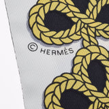 HERMES エルメス ツイリー GALONS ET BRANDEBOURGS ノワール/ゴールド/ブラン レディース シルク100％ スカーフ 新品 銀蔵