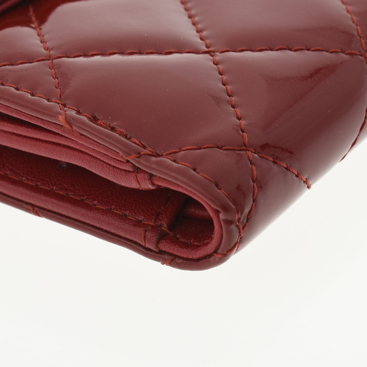 シャネルブリリアント Wホックウォレット レッド シルバー金具