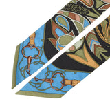 HERMES エルメス ツイリー ペイズリー/動植物柄 黒/青 レディース シルク100％ スカーフ ABランク 中古 銀蔵