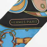HERMES エルメス ツイリー ペイズリー/動植物柄 黒/青 レディース シルク100％ スカーフ ABランク 中古 銀蔵