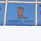 HERMES エルメス ツイリー COUVERTURES ET TENUES ブルーモワイヤン/ブラン 061356S_15 シルク100％ スカーフ 未使用 銀蔵
