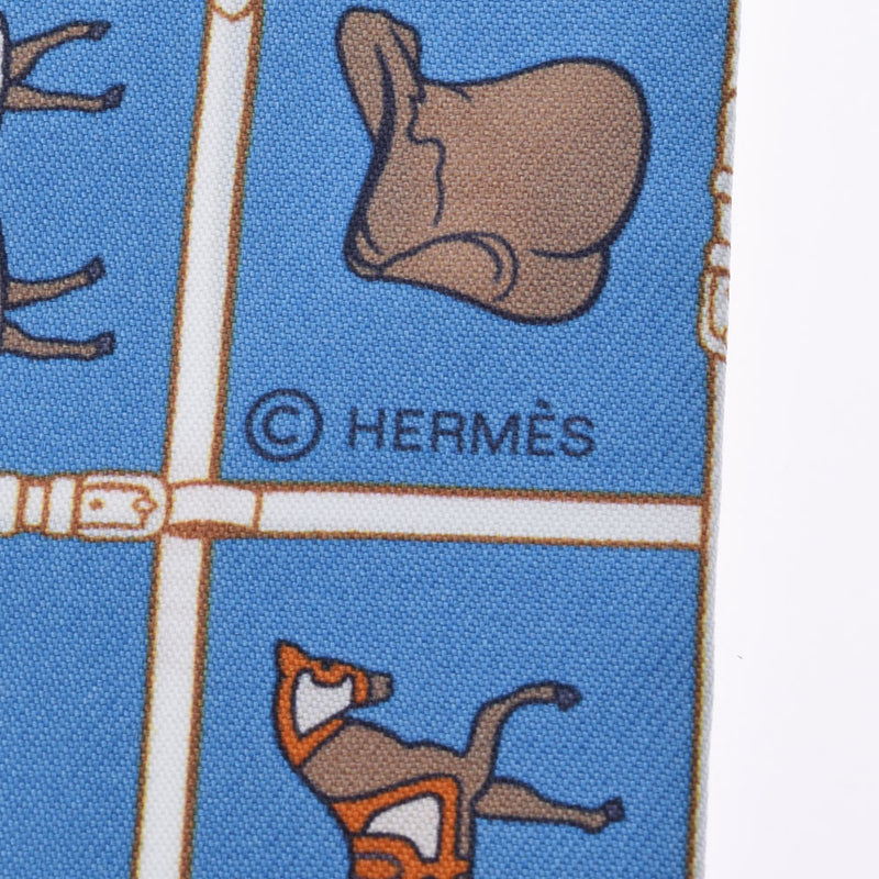 HERMES エルメス ツイリー COUVERTURES ET TENUES ブルーモワイヤン/ブラン 061356S_15 シルク100％ スカーフ 未使用 銀蔵