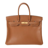 HERMES エルメス バーキン35 ゴールド ゴールド金具 □J刻印(2006年頃) ユニセックス ヴォーエプソン ハンドバッグ Bランク 中古 銀蔵