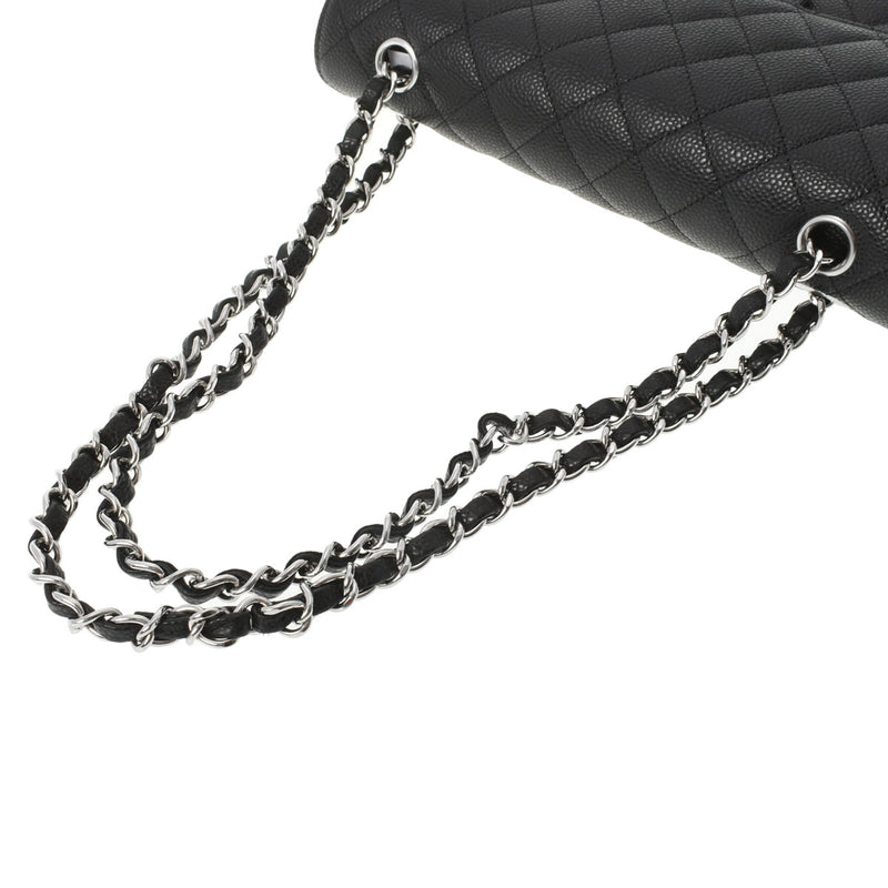 CHANEL シャネル マトラッセ ダブルフラップ チェーンショルダー 25.5 黒 シルバー金具 レディース キャビアスキン ショルダーバッグ 新品 銀蔵