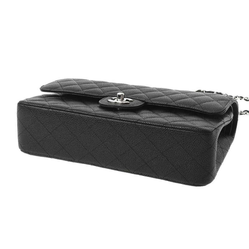 CHANEL シャネル マトラッセ ダブルフラップ チェーンショルダー 25.5 黒 シルバー金具 レディース キャビアスキン ショルダーバッグ 新品 銀蔵