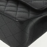 CHANEL シャネル マトラッセ ダブルフラップ チェーンショルダー 25.5 黒 シルバー金具 レディース キャビアスキン ショルダーバッグ 新品 銀蔵