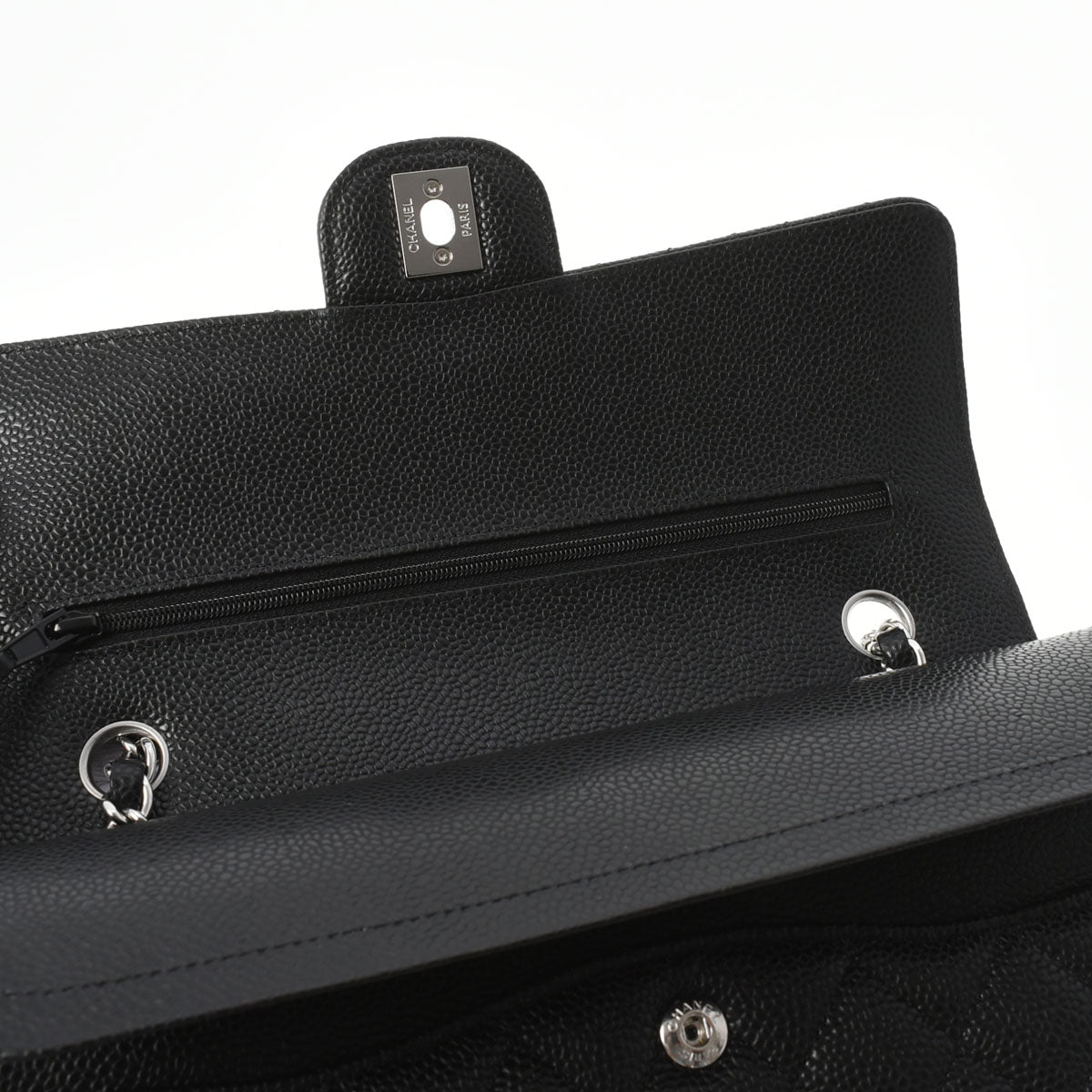 シャネル マトラッセ フラップ ダブル チェーン ショルダー バッグ 黒 シャネルダブルフラップ チェーンショルダー 25.5 14143 黒 シルバー