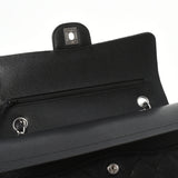 CHANEL シャネル マトラッセ ダブルフラップ チェーンショルダー 25.5 黒 シルバー金具 レディース キャビアスキン ショルダーバッグ 新品 銀蔵