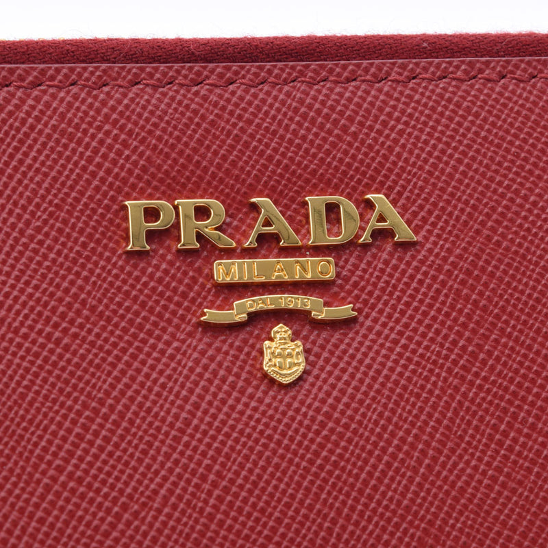 PRADA プラダ ポーチ 赤 1M1441 ユニセックス サフィアーノレザー クラッチバッグ Aランク 中古 銀蔵