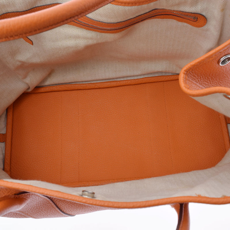 HERMES エルメス ガーデンパーティ PM オレンジ シルバー金具 □N刻印(2010年頃) レディース ネゴンダ ハンドバッグ Bランク 中古 銀蔵