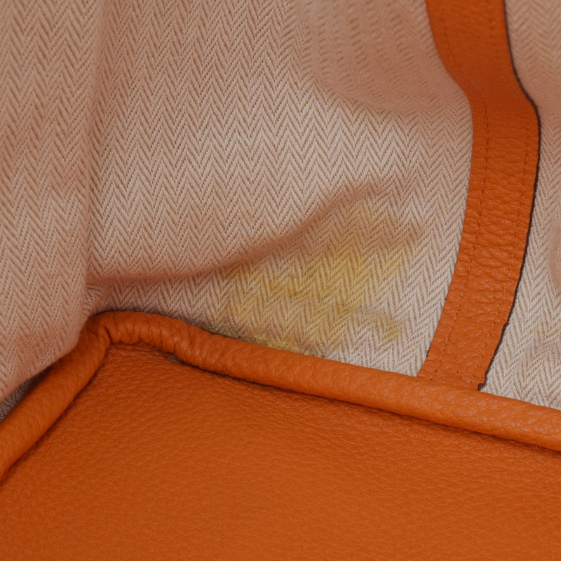 HERMES エルメス ガーデンパーティ PM オレンジ シルバー金具 □N刻印(2010年頃) レディース ネゴンダ ハンドバッグ Bランク 中古 銀蔵