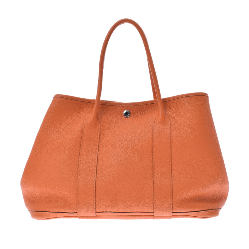 HERMES エルメス ガーデンパーティ PM オレンジ シルバー金具 □N刻印(2010年頃) レディース ネゴンダ ハンドバッグ Bランク 中古 銀蔵