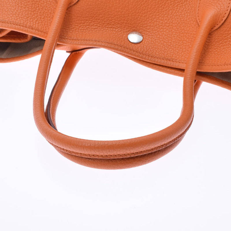 HERMES エルメス ガーデンパーティ PM オレンジ シルバー金具 □N刻印(2010年頃) レディース ネゴンダ ハンドバッグ Bランク 中古 銀蔵
