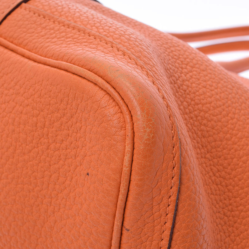HERMES エルメス ガーデンパーティ PM オレンジ シルバー金具 □N刻印(2010年頃) レディース ネゴンダ ハンドバッグ Bランク 中古 銀蔵