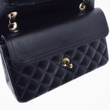 CHANEL シャネル マトラッセ チェーンショルダー Wフラップ 黒 ゴールド金具 レディース ラムスキン ショルダーバッグ 新同 中古 銀蔵