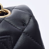 CHANEL シャネル マトラッセ チェーンショルダー Wフラップ 黒 ゴールド金具 レディース ラムスキン ショルダーバッグ 新同 中古 銀蔵