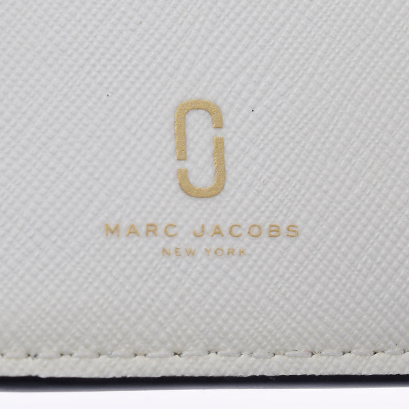MARC JACOBS マークジェイコブス スナップショット コンパクトウォレット ホワイト/ブラック M0014282 レディース PVC 二つ折り財布 未使用 銀蔵