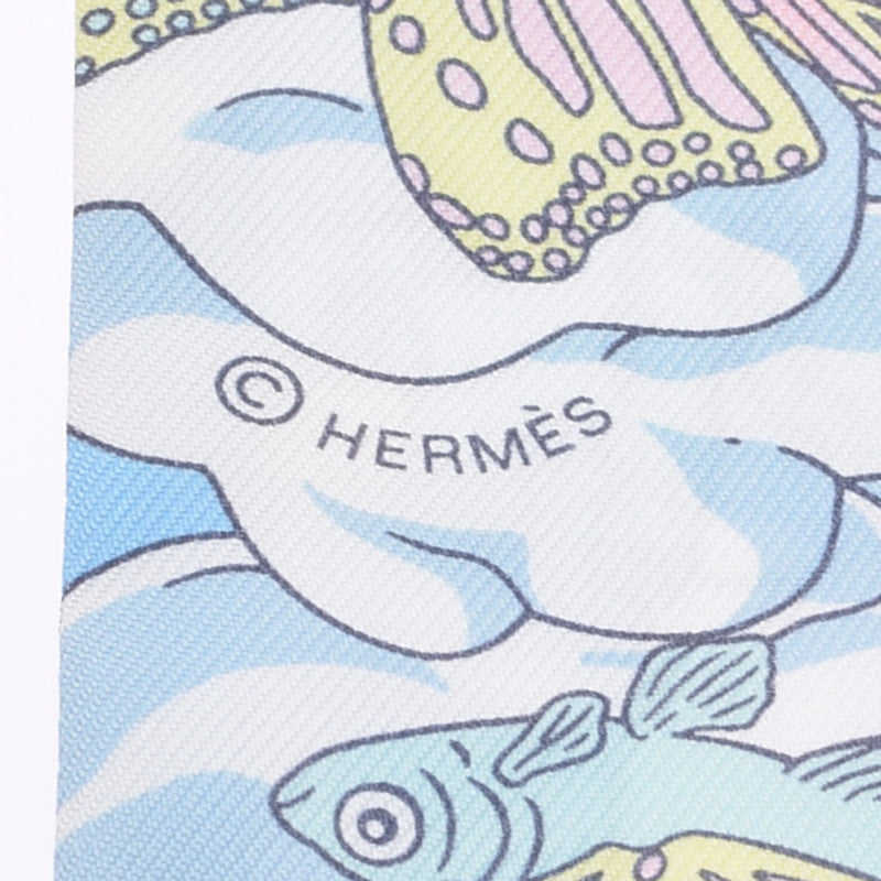 新品★HERMES ツイリー　私の雲　ピンク　スカーフ　063900S蝶の羽が生えた鯉
