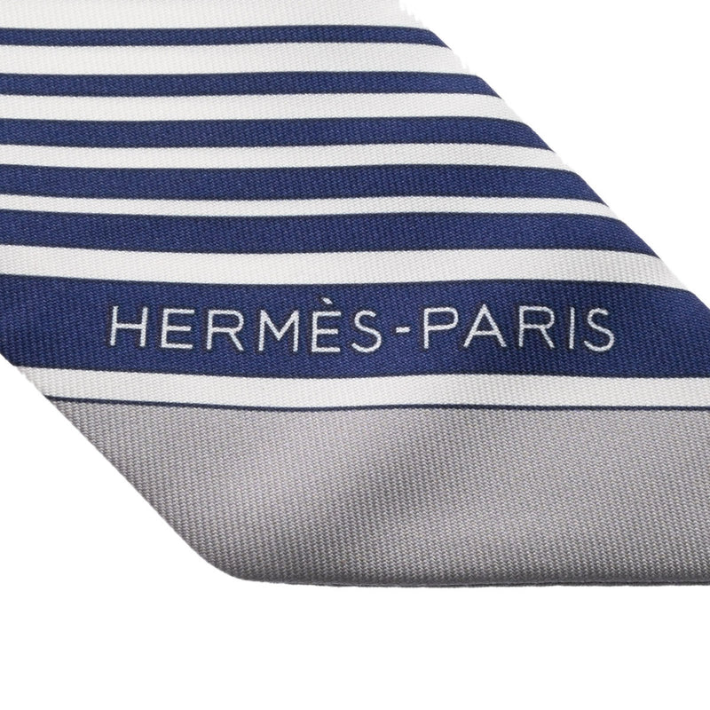 HERMES エルメス ツイリー EX-LIBRIS ブラン/マリン/グリス 063791S レディース シルク100％ スカーフ 未使用 銀蔵