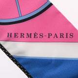 HERMES エルメス ツイリーバケット SPRINGS SPRINGS BAGUETTE ローズ/ブルー/ブラック レディース シルク100％ スカーフ 未使用 銀蔵
