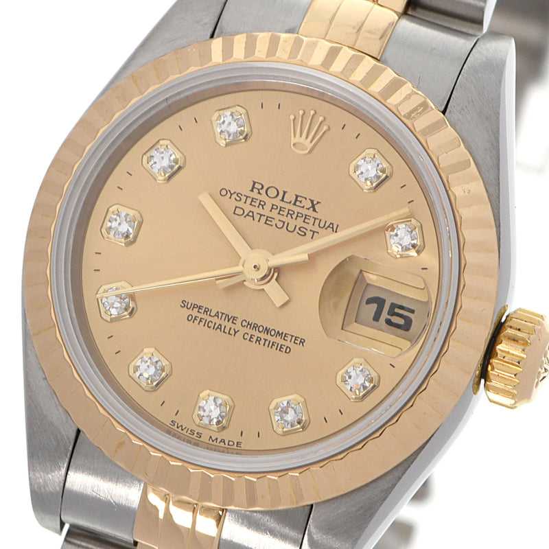 ROLEX ロレックス デイトジャスト 10Pダイヤ 69173G レディース YG/SS 腕時計 自動巻き シャンパン文字盤 Aランク 中古 銀蔵