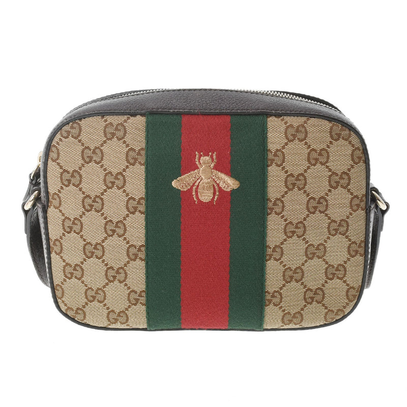 GUCCI グッチ ビー シェリーライン ブラウン ゴールド金具 412008 レディース GGキャンバス レザー ショルダーバッグ ABランク 中古 銀蔵