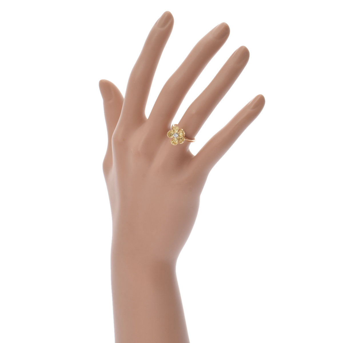 TIFFANY&Co. ティファニー フラワーモチーフ リング 1Pダイヤ #48 8号 レディース K18イエローゴールド リング・指輪 Aランク 中古 