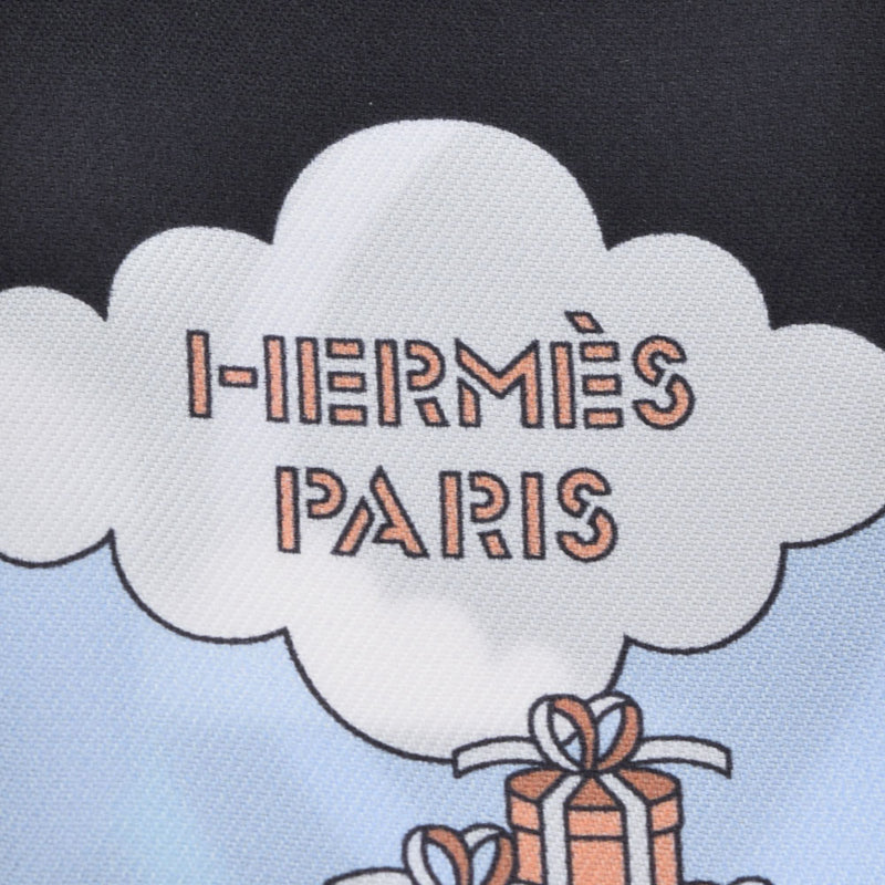 HERMES エルメス ツイリー CARRES VOLANTS 空飛ぶカレ 黒系 063849S レディース シルク100％ スカーフ 新品 銀蔵