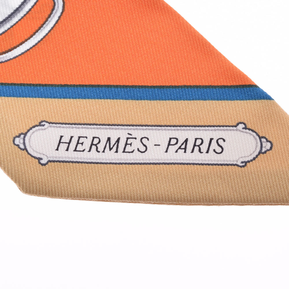HERMESエルメス／ツイリー オレンジ エルメスツイリー LIFT PROFILE オレンジ系 レディース シルク100