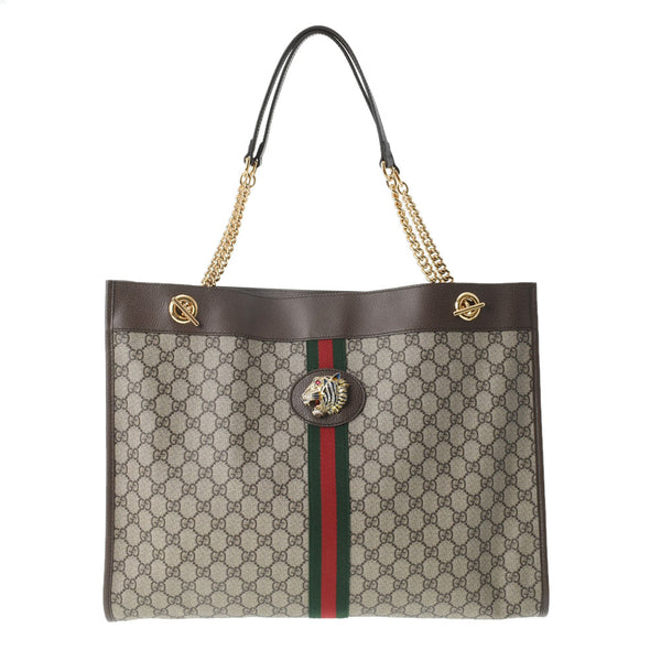 グッチダイガーヘッド ラジャ チェーントート ブラウン ゴールド金具 メンズ GGスプリームキャンバス トートバッグ 537219 GUCCI –  銀蔵オンライン