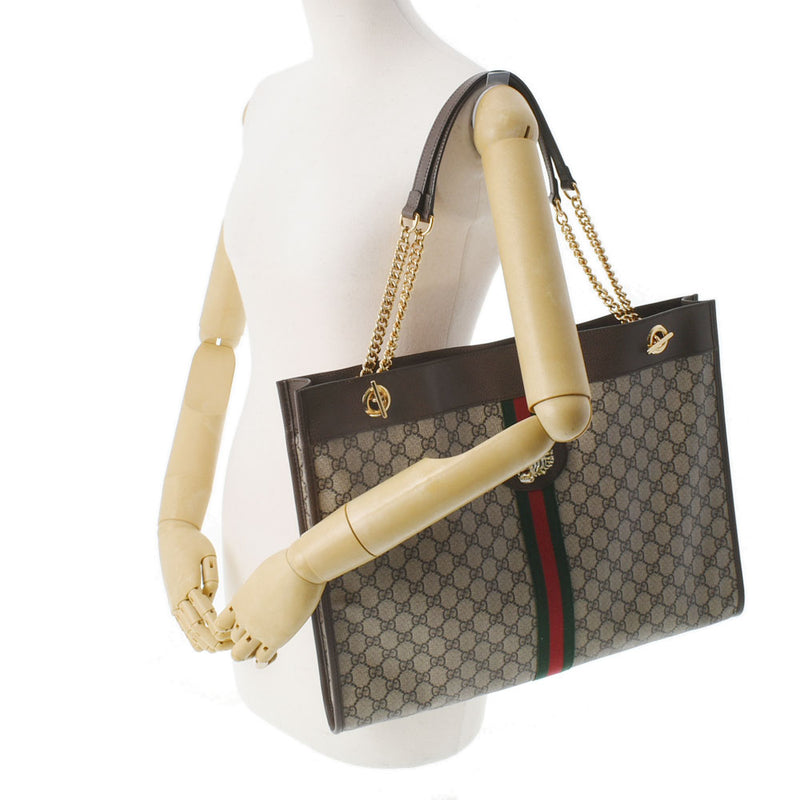 GUCCI グッチ ダイガーヘッド ラジャ チェーントート ブラウン ゴールド金具 537219 メンズ GGスプリームキャンバス レザー トートバッグ 未使用 銀蔵