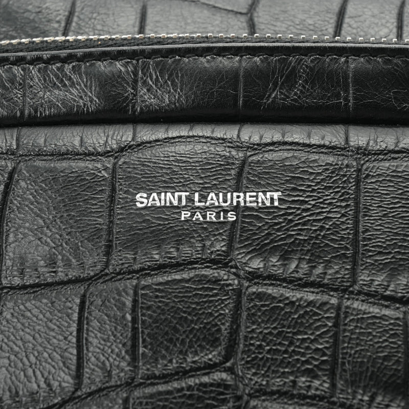 SAINT LAURENT サンローラン 型押し ショルダーバッグ ブラック シルバー金具 396812 メンズ エンボスレザー ショルダーバッグ ABランク 中古 銀蔵