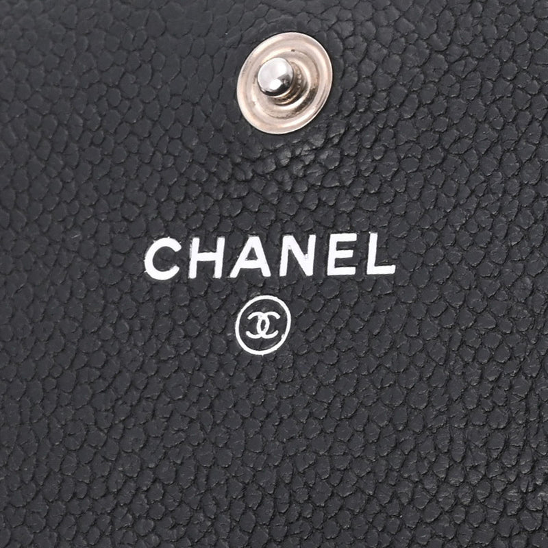 CHANEL シャネル ボーイシャネル ロングフラップウォレット 黒 シルバー金具 レディース キャビアスキン 長財布 ABランク 中古 銀蔵