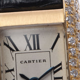 CARTIER カルティエ タンクアロンジェ 23年6月カルティエメーカーコンプリート WB3001G1 レディース YG/革 腕時計 クオーツ ホワイト文字盤 Aランク 中古 銀蔵