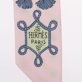 HERMES エルメス ツイリー Galons et Brandebourgs ローズペール/ブルージーン レディース シルク100％ スカーフ Aランク 中古 銀蔵