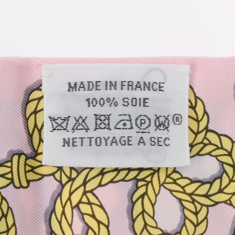 HERMES エルメス ツイリー Galons et Brandebourgs ローズペール/ブルージーン レディース シルク100％ スカーフ Aランク 中古 銀蔵