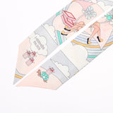 HERMES エルメス ツイリー  Carres Volants 空飛ぶカレ グリスパール/ローズパール レディース シルク100％ スカーフ Aランク 中古 銀蔵