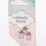 HERMES エルメス ツイリー  Carres Volants 空飛ぶカレ グリスパール/ローズパール レディース シルク100％ スカーフ Aランク 中古 銀蔵