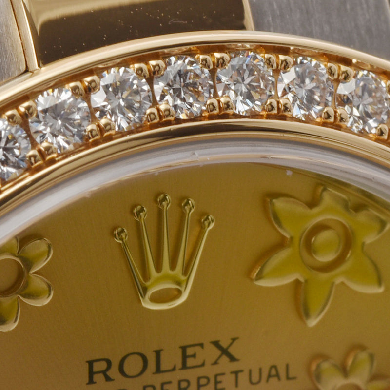 ROLEX ロレックス デイトジャスト 178383G ユニセックス YG/SS 腕時計 自動巻き シャンパンフラワー文字盤 Aランク 中古 銀蔵