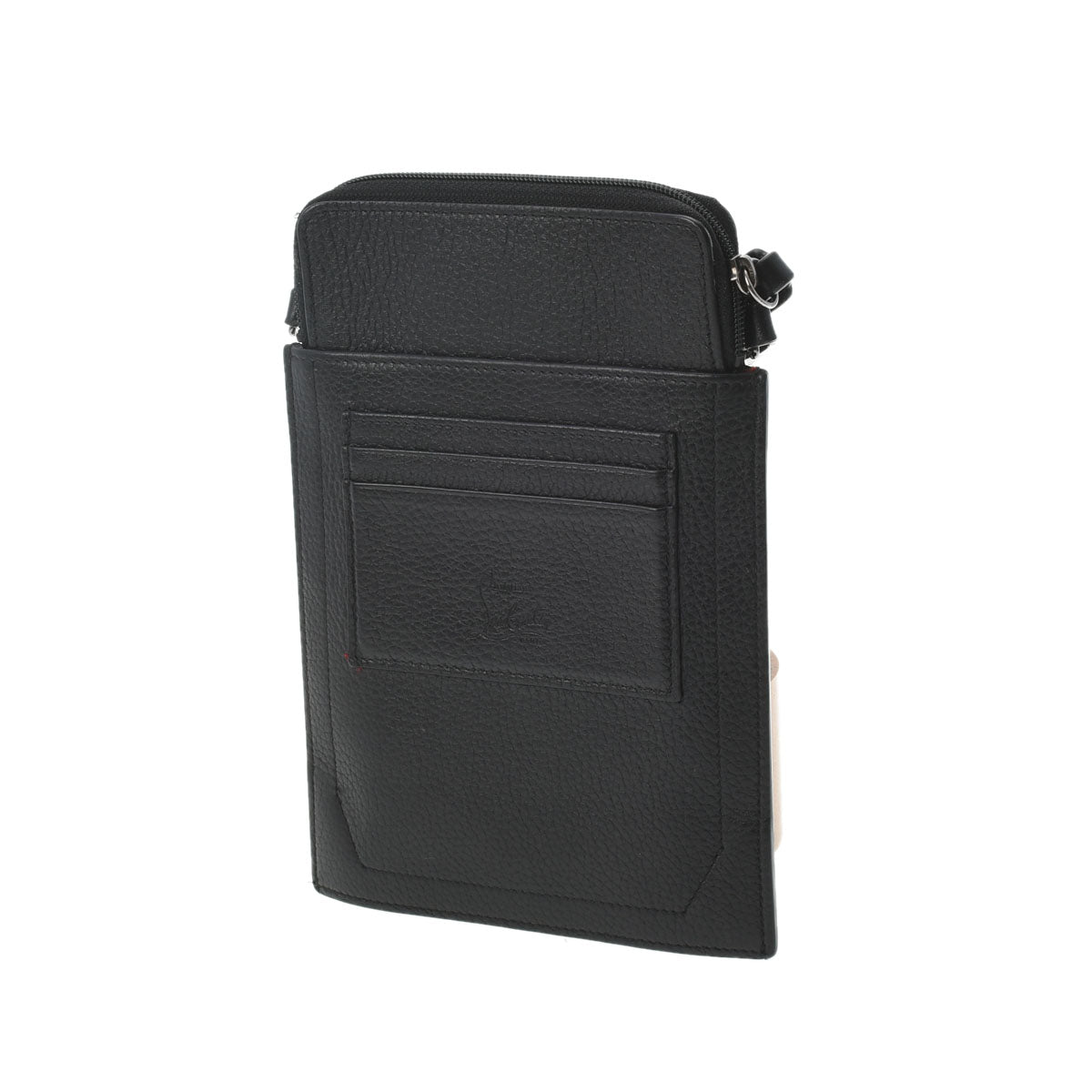 クリスチャンルブタンフラットショルダーポーチ ブラック