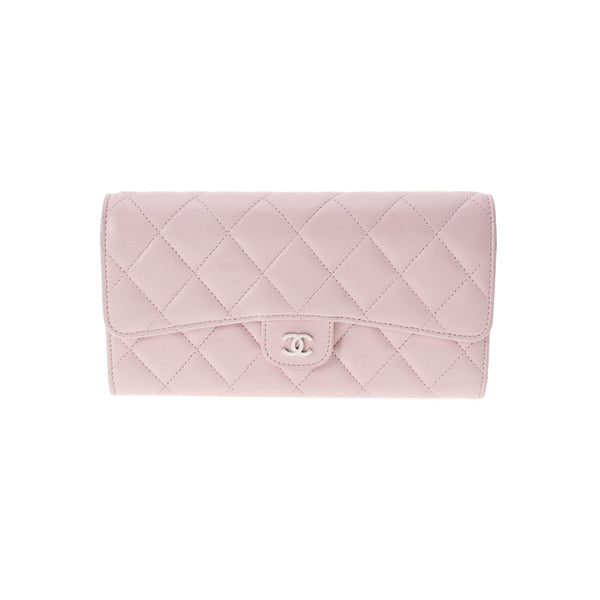 シャネル二ツ折長財布 14143 ピンク シルバー金具 レディース