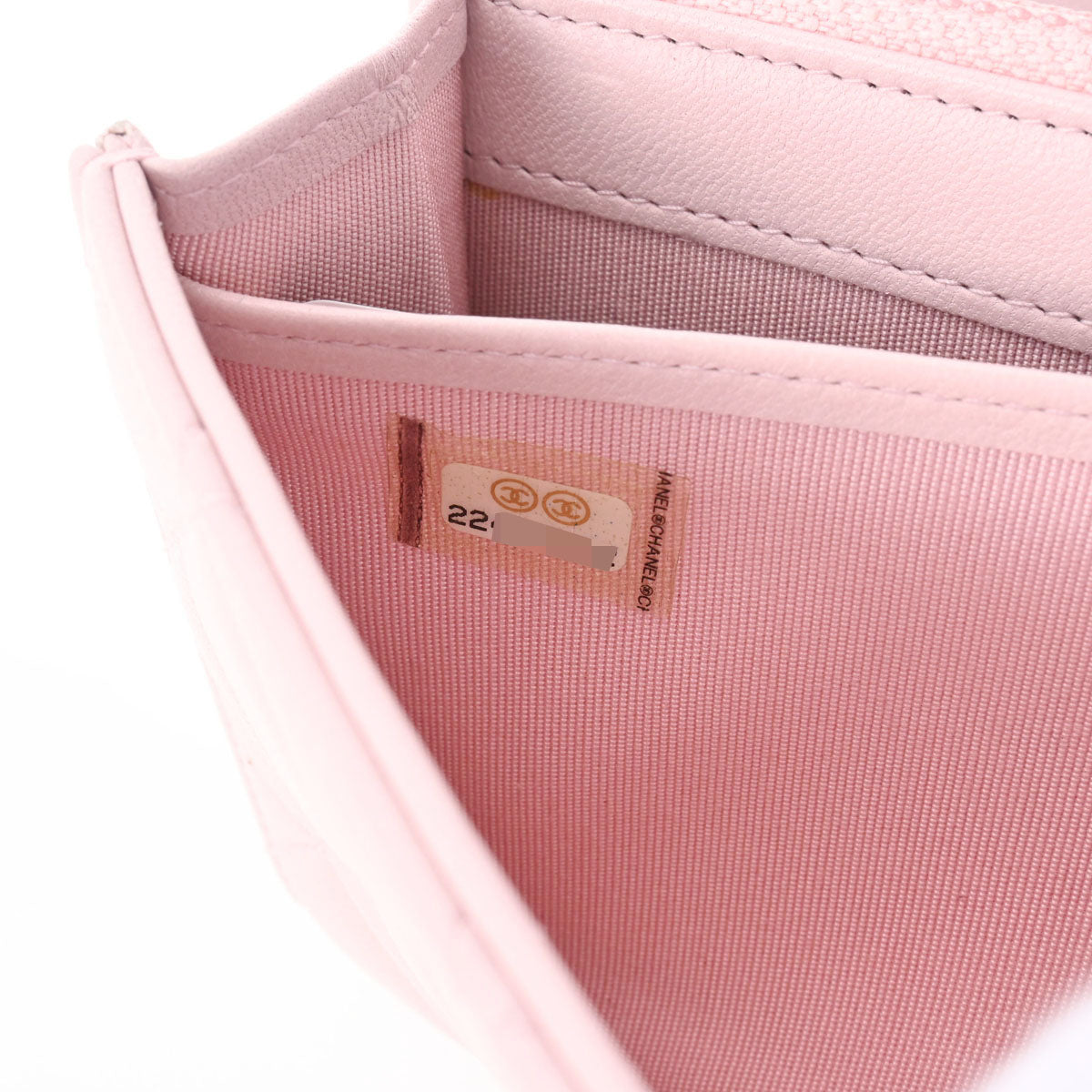 シャネル二ツ折長財布 14143 ピンク シルバー金具 レディース