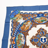 HERMES エルメス カレ90 L'ENTENTE CORDIALE ブルー レディース シルク100％ スカーフ Aランク 中古 銀蔵