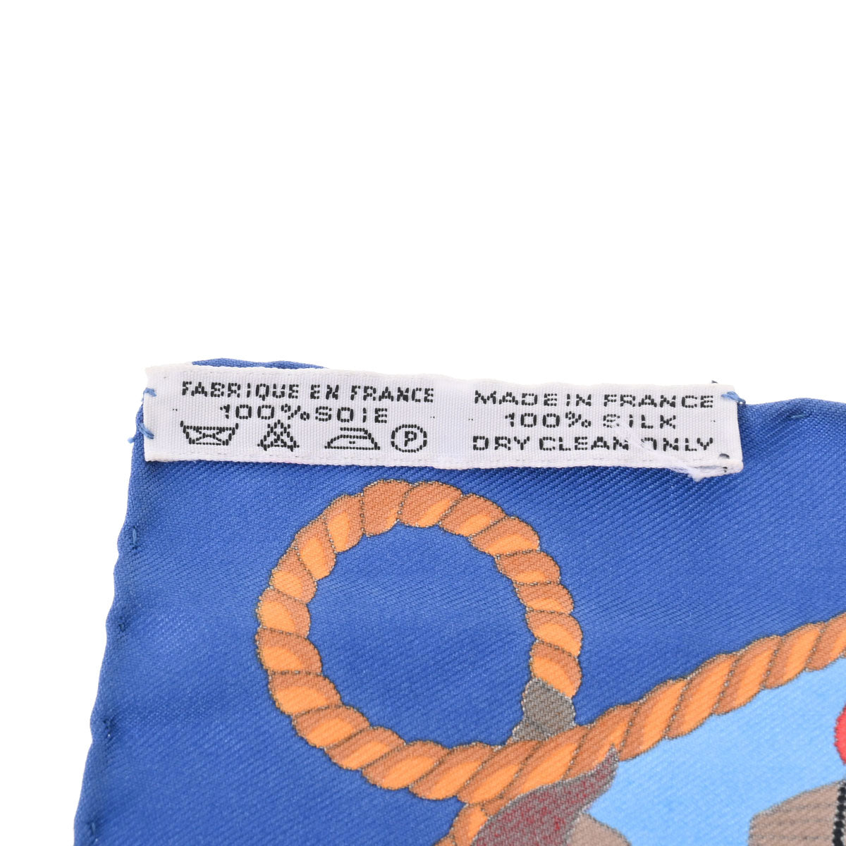 エルメスカレ42 ブルー レディース シルク100％ スカーフ HERMES 中古